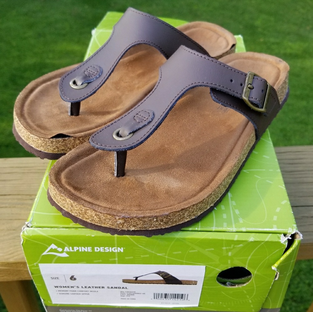 Alpine Design Leather Memory Foam Sandals Womens